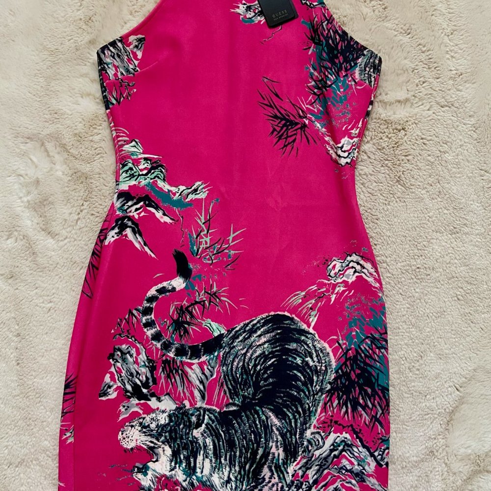 GUESS Pink Tiger Print Bodycon Neoprene Dress NWT